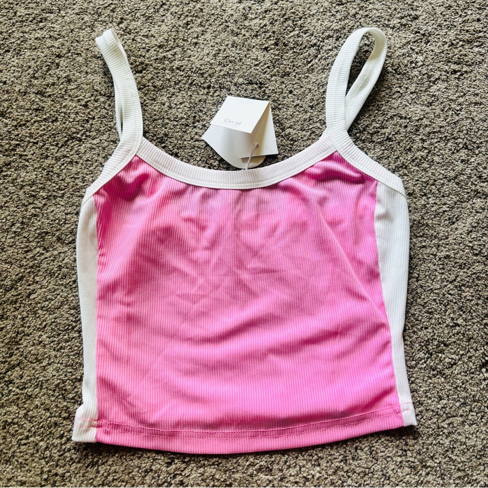 Pink and White Women's Tank Top